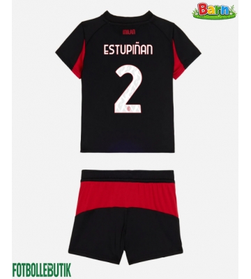 AC Milan Pervis Estupinan #2 Hemmaställ Barn 2025-26 Kortärmad (+ Korta byxor)